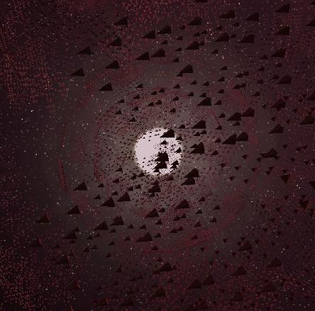 Taip galėtų atrodyti žvaigždė, gaubiama Dysono spiečiaus - daugybės dirbtinių palydovų. ©Steve Bowers, Encyclopaedia Galactica