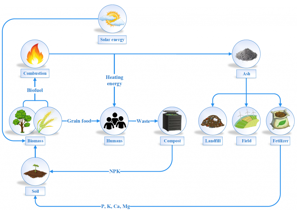 1 pav. Bioenergijos ciklas. Šaltinis: autorės darbas.