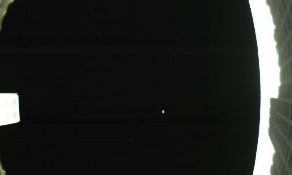 Žemė ir Mėnulis iš palydovo-kubiuko Mars Cube One. Šaltinis: NASA/JPL-Caltech